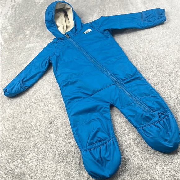 The North Face Other - The North Face Blue 18-24 Mos Thermoball Bunting Cream Faux Fur Lining